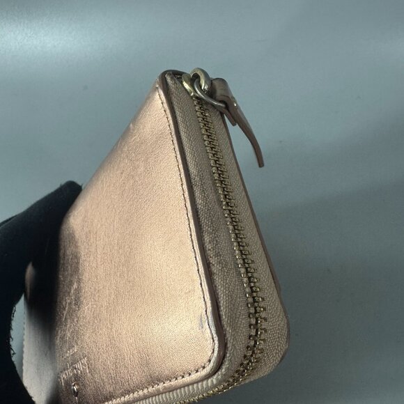 Kate Spade Spencer Metallic Leather Slim Zip Around Continental Wallet Rose Gold - Picture 14 of 15